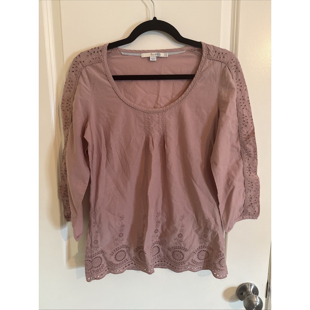 Boden Dusty‎ Rose Eyelet Blouse Size 8 Boho Cottage Core